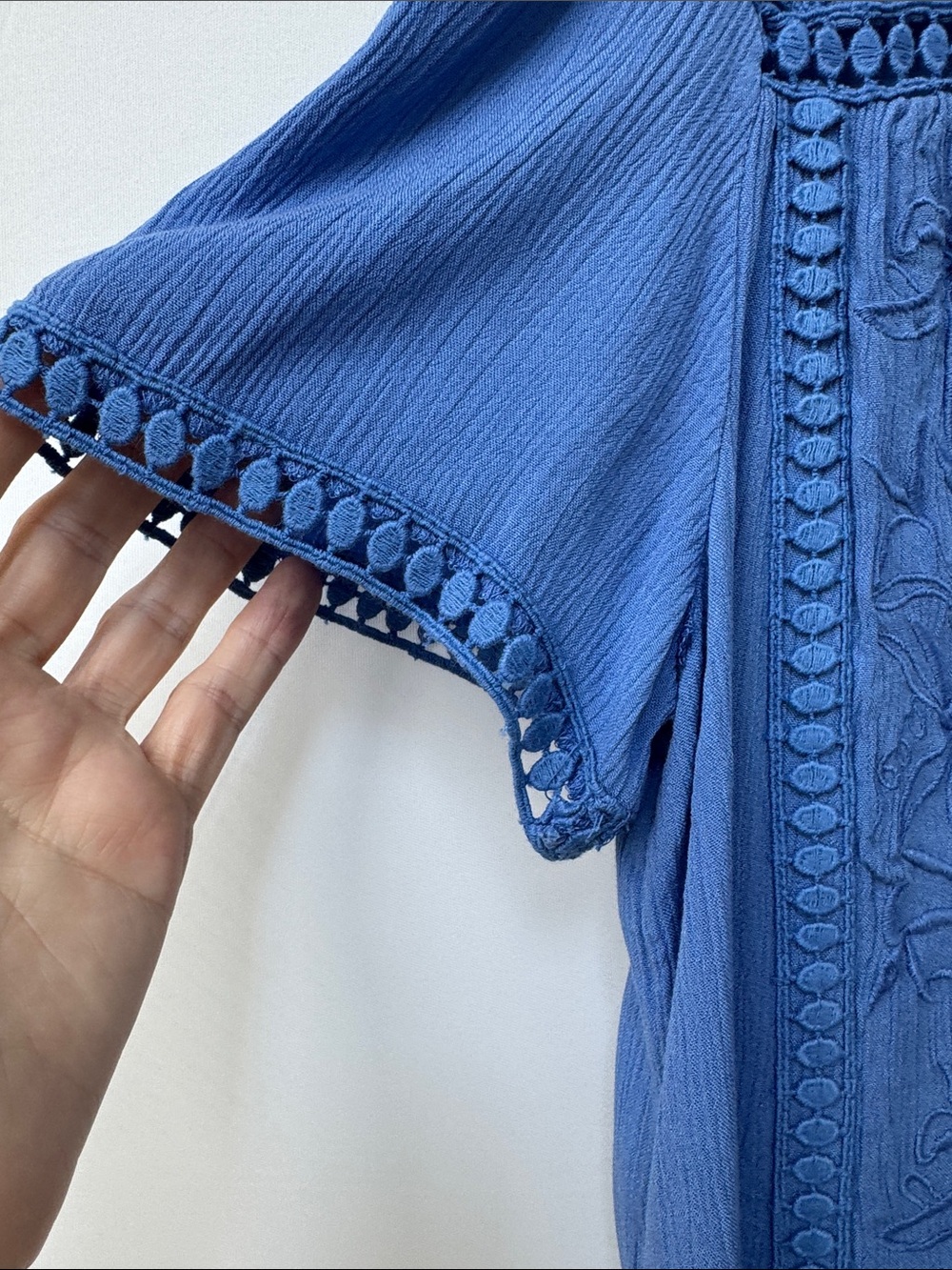 Nurture by Westbound Petites Blue Embroidered V-Neck Blouse - Picture 4 of 6